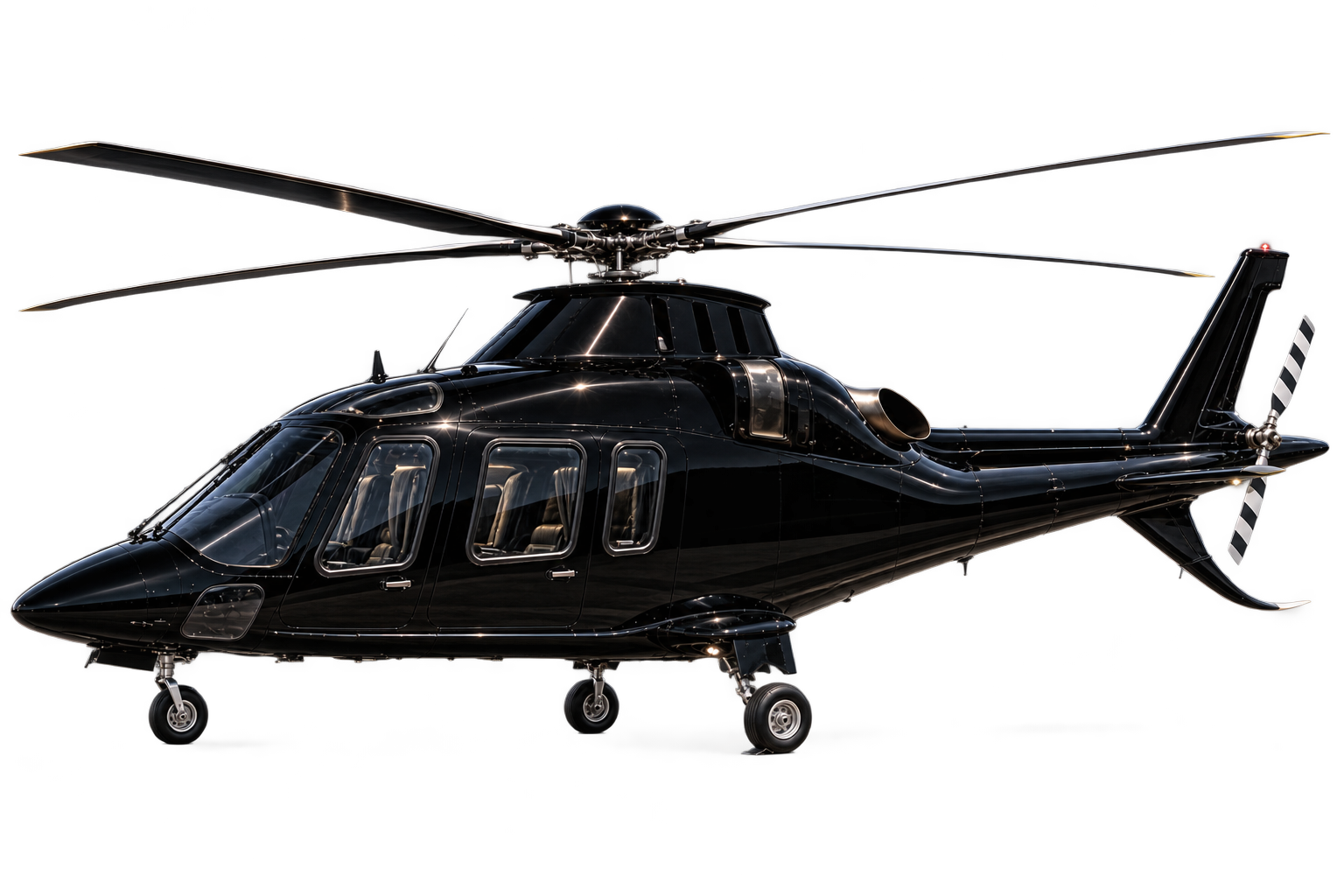 Black executive twin-engine helicopter